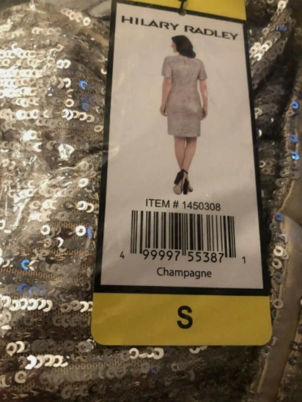 Hilary Radley Womens Sequin Dress, CHAMPAGNE, Small - Picture 4 of 4